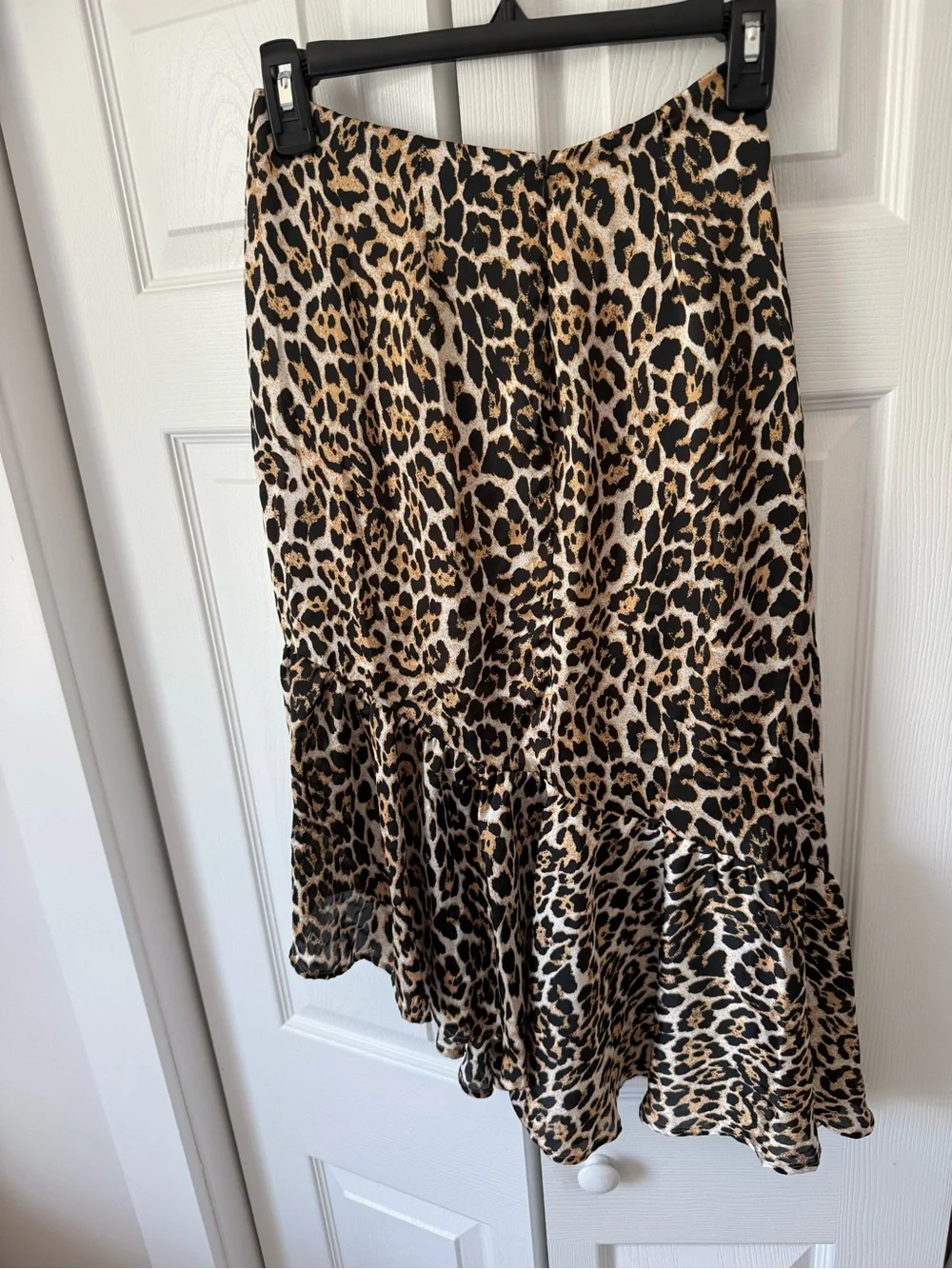 superdown Leopard Print Asymmetrical Ruffle Midi Skirt - Brown/Black